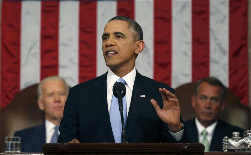U.S. President Barack Obama delivers his State of the Union speech on Capitol Hill in Washington